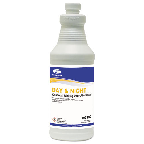 Theochem Laboratories wholesale. Day And Night Wicking Odor Absorber, 32 Oz Bottle, Lavender, 12-carton. HSD Wholesale: Janitorial Supplies, Breakroom Supplies, Office Supplies.