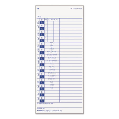 TOPS™ wholesale. TOPS Time Card For Pyramid, Weekly, 4 X 9, 100-pack. HSD Wholesale: Janitorial Supplies, Breakroom Supplies, Office Supplies.