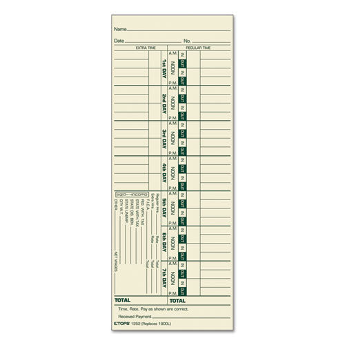 TOPS™ wholesale. TOPS Time Card For Acroprint And Lathem, Weekly, 3 1-2 X 9, 500-box. HSD Wholesale: Janitorial Supplies, Breakroom Supplies, Office Supplies.