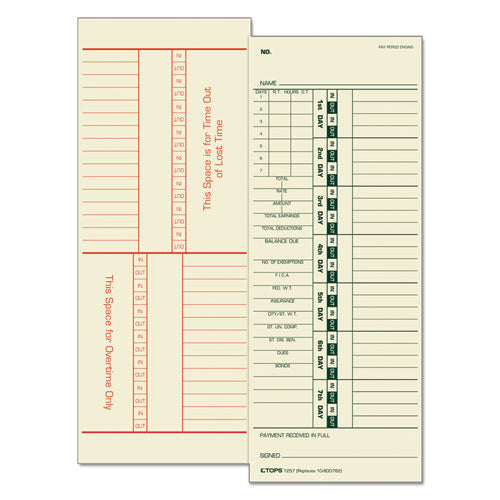 TOPS™ wholesale. TOPS Time Card For Acroprint-simplex, Weekly, Two-sided, 3 1-2 X 9, 500-box. HSD Wholesale: Janitorial Supplies, Breakroom Supplies, Office Supplies.