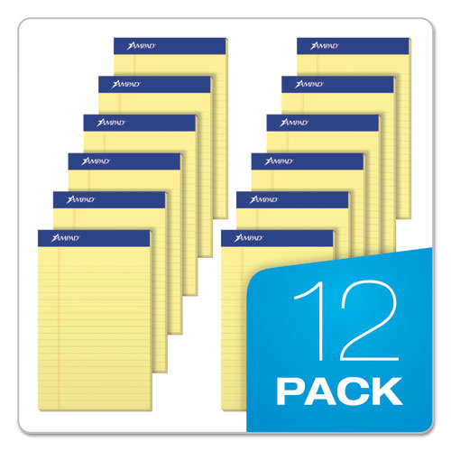 Ampad® wholesale. Perforated Writing Pads, Narrow Rule, 5 X 8, Canary, 50 Sheets, Dozen. HSD Wholesale: Janitorial Supplies, Breakroom Supplies, Office Supplies.