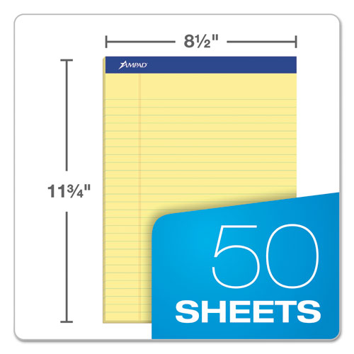Ampad® wholesale. Perforated Writing Pads, Wide-legal Rule, 8.5 X 11.75, Canary, 50 Sheets, Dozen. HSD Wholesale: Janitorial Supplies, Breakroom Supplies, Office Supplies.