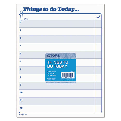 TOPS™ wholesale. TOPS "things To Do Today" Daily Agenda Pad, 8 1-2 X 11, 100 Forms. HSD Wholesale: Janitorial Supplies, Breakroom Supplies, Office Supplies.