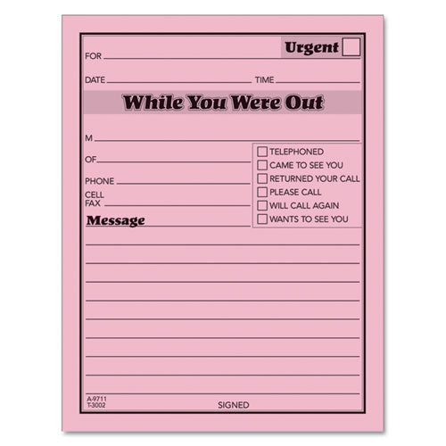 TOPS™ wholesale. TOPS While You Were Out, One-sided, 4 1-4 X 5 1-2, 50-pad, Dozen. HSD Wholesale: Janitorial Supplies, Breakroom Supplies, Office Supplies.
