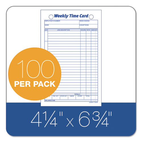 TOPS™ wholesale. TOPS Employee Time Card, Weekly, 4 1-4 X 6 3-4, 100-pack. HSD Wholesale: Janitorial Supplies, Breakroom Supplies, Office Supplies.