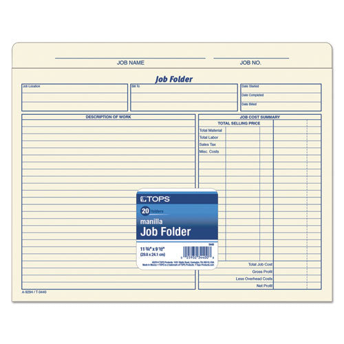 TOPS™ wholesale. TOPS Job Folder, Straight Tab, Letter Size, Manila, 20-pack. HSD Wholesale: Janitorial Supplies, Breakroom Supplies, Office Supplies.