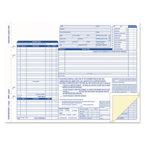 TOPS™ wholesale. TOPS Auto Repair Four-part Order Form, 8 1-2 X 11, Four-part Carbonless, 50 Forms. HSD Wholesale: Janitorial Supplies, Breakroom Supplies, Office Supplies.