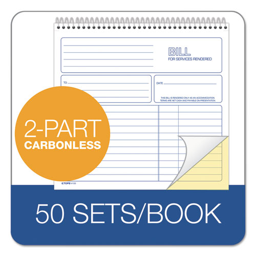 TOPS™ wholesale. TOPS Spiralbound Service Invoices, 8 1-2 X 7-3-4, Two-part Carbonless, 50 Sets-book. HSD Wholesale: Janitorial Supplies, Breakroom Supplies, Office Supplies.