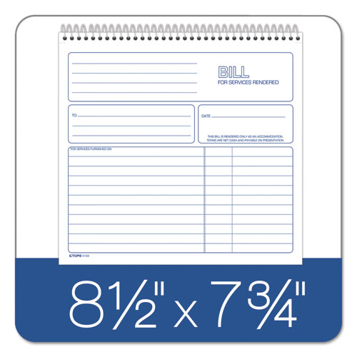 TOPS™ wholesale. TOPS Spiralbound Service Invoices, 8 1-2 X 7-3-4, Two-part Carbonless, 50 Sets-book. HSD Wholesale: Janitorial Supplies, Breakroom Supplies, Office Supplies.