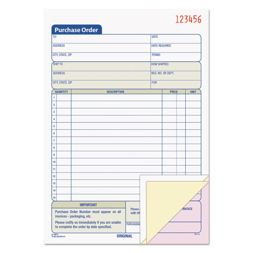 TOPS™ wholesale. TOPS Purchase Order Book, 5 9-16 X 8 7-16, Three-part Carbonless, 50 Sets-book. HSD Wholesale: Janitorial Supplies, Breakroom Supplies, Office Supplies.