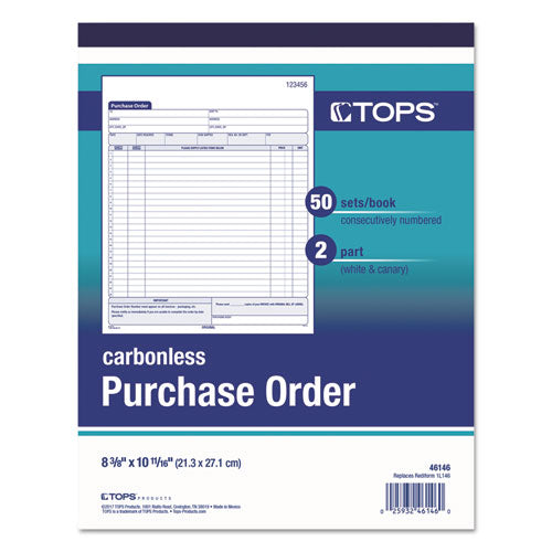 TOPS™ wholesale. TOPS Purchase Order Book, 8 3-8 X 10 3-16, Two-part Carbonless, 50 Sets-book. HSD Wholesale: Janitorial Supplies, Breakroom Supplies, Office Supplies.