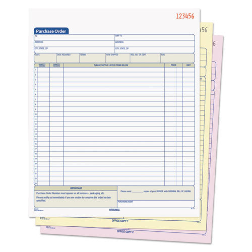 TOPS™ wholesale. TOPS Purchase Order Book, 8 3-8 X 10 3-16, Three-part Carbonless, 50 Sets-book. HSD Wholesale: Janitorial Supplies, Breakroom Supplies, Office Supplies.