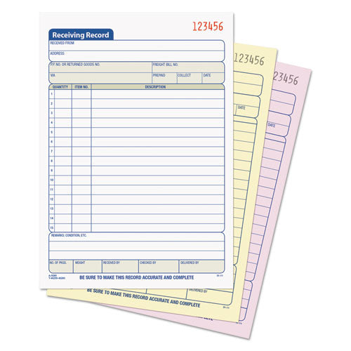 TOPS™ wholesale. TOPS Receiving Record Book, 5 9-16 X 7 15-16, Three-part Carbonless, 50 Sets-book. HSD Wholesale: Janitorial Supplies, Breakroom Supplies, Office Supplies.