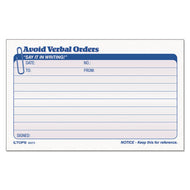 TOPS™ wholesale. TOPS Avoid Verbal Orders Manifold Book, 6 1-4 X 4 1-4, 2-part Carbonless, 50 Sets-bk. HSD Wholesale: Janitorial Supplies, Breakroom Supplies, Office Supplies.