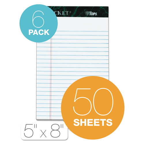 TOPS™ wholesale. TOPS Docket Ruled Perforated Pads, Narrow Rule, 5 X 8, White, 50 Sheets, 6-pack. HSD Wholesale: Janitorial Supplies, Breakroom Supplies, Office Supplies.