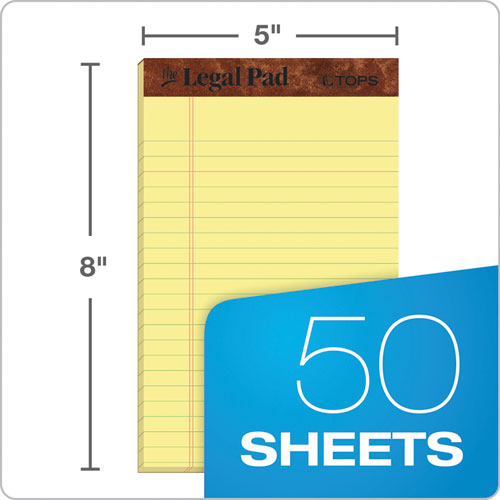 TOPS™ wholesale. TOPS "the Legal Pad" Perforated Pads, Narrow Rule, 5 X 8, Canary, 50 Sheets, Dozen. HSD Wholesale: Janitorial Supplies, Breakroom Supplies, Office Supplies.