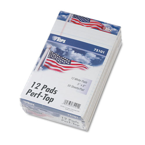 TOPS™ wholesale. TOPS American Pride Writing Pad, Narrow Rule, 5 X 8, White, 50 Sheets, 12-pack. HSD Wholesale: Janitorial Supplies, Breakroom Supplies, Office Supplies.