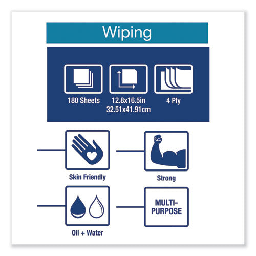 Tork® wholesale. Industrial Paper Wiper, 4-ply, 12.8 X 16.5, Blue, 180-carton. HSD Wholesale: Janitorial Supplies, Breakroom Supplies, Office Supplies.