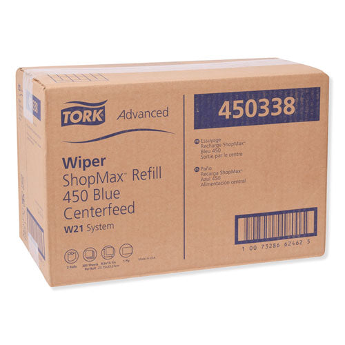 Tork® wholesale. TORK Advanced Shopmax Wiper 450, Centerfeed Refill, 9.9x13.1, Blue, 200-roll, 2 Rolls-carton. HSD Wholesale: Janitorial Supplies, Breakroom Supplies, Office Supplies.