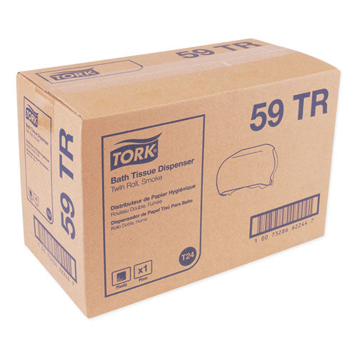 Tork® wholesale. TORK Twin Standard Roll Bath Tissue Dispenser,12.75 X 5.57 X 8.25, Smoke. HSD Wholesale: Janitorial Supplies, Breakroom Supplies, Office Supplies.