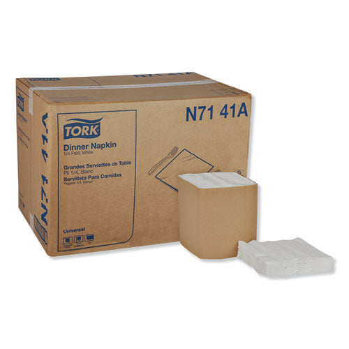 Tork® wholesale. TORK Universal Dinner Napkins, 1-ply, 17" X 17", 1-4 Fold, White, 4008-carton. HSD Wholesale: Janitorial Supplies, Breakroom Supplies, Office Supplies.