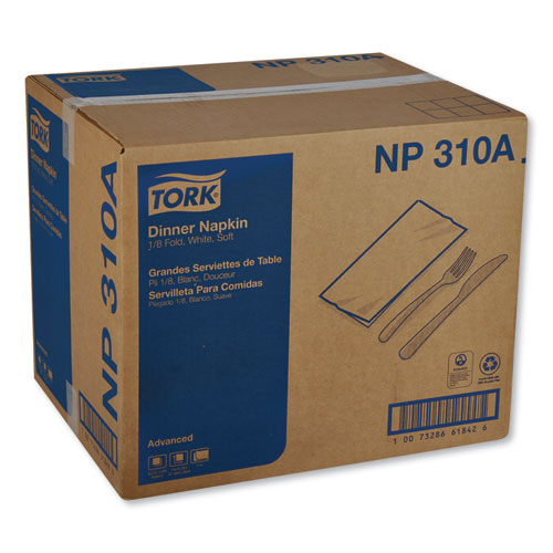 Tork® wholesale. TORK Advanced Dinner Napkins, 2 Ply, 15" X 16.25", 1-8 Fold, White, 375-packs, 8 Packs-carton. HSD Wholesale: Janitorial Supplies, Breakroom Supplies, Office Supplies.