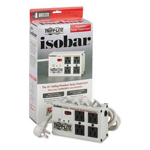 Tripp Lite wholesale. Isobar Surge Protector, 4 Outlets, 6 Ft Cord, 3330 Joules, Diagnostic Leds. HSD Wholesale: Janitorial Supplies, Breakroom Supplies, Office Supplies.