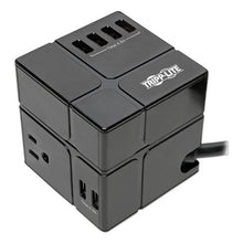 Load image into Gallery viewer, Tripp Lite wholesale. Three-outlet Power Cube Surge Protector With Six Usb-a Ports, 6 Ft Cord, 540 Joules, Black. HSD Wholesale: Janitorial Supplies, Breakroom Supplies, Office Supplies.