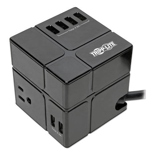 Tripp Lite wholesale. Three-outlet Power Cube Surge Protector With Six Usb-a Ports, 6 Ft Cord, 540 Joules, Black. HSD Wholesale: Janitorial Supplies, Breakroom Supplies, Office Supplies.