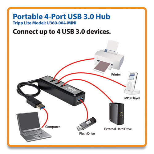 Tripp Lite wholesale. 4-port Usb 3.0 Superspeed Hub, Black. HSD Wholesale: Janitorial Supplies, Breakroom Supplies, Office Supplies.