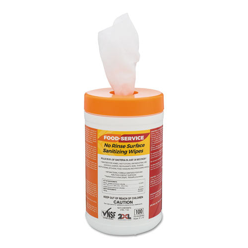 2XL wholesale. Food Service No Rinse Surface Sanitizing Wipes, 8 X 6, White, 100-pk, 6pk-ct. HSD Wholesale: Janitorial Supplies, Breakroom Supplies, Office Supplies.