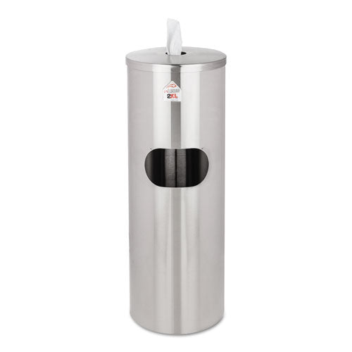 2XL wholesale. Standing Stainless Wipes Dispener, 12 X 12 X 36, Cylindrical, 5 Gal, Stainless Steel. HSD Wholesale: Janitorial Supplies, Breakroom Supplies, Office Supplies.