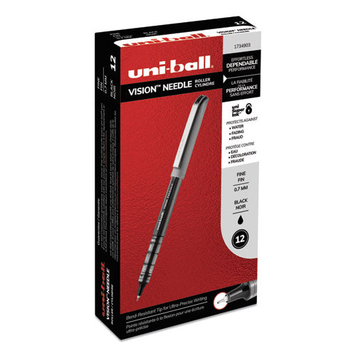 uni-ball® wholesale. UNIBALL Vision Needle Stick Roller Ball Pen, Fine 0.7mm, Black Ink, Silver Barrel, Dozen. HSD Wholesale: Janitorial Supplies, Breakroom Supplies, Office Supplies.