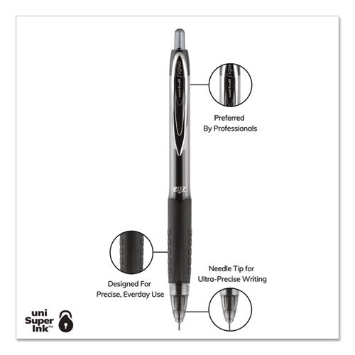 uni-ball® wholesale. UNIBALL Signo 207 Needle Point Retractable Gel Pen, 0.7mm, Black Ink-barrel, Dozen. HSD Wholesale: Janitorial Supplies, Breakroom Supplies, Office Supplies.