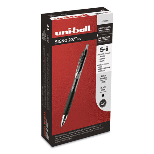 uni-ball® wholesale. UNIBALL Signo 207 Retractable Gel Pen, 1 Mm, Black Ink, Translucent Black Barrel, Dozen. HSD Wholesale: Janitorial Supplies, Breakroom Supplies, Office Supplies.