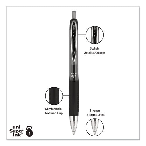 uni-ball® wholesale. UNIBALL Signo 207 Retractable Gel Pen, Bold 1 Mm, Blue Ink, Black-blue Barrel, Dozen. HSD Wholesale: Janitorial Supplies, Breakroom Supplies, Office Supplies.