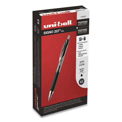 uni-ball® wholesale. UNIBALL 207 Signo Gel Ultra Micro Retractable Gel Pen, 0.38mm, Black Ink, Smoke Barrel. HSD Wholesale: Janitorial Supplies, Breakroom Supplies, Office Supplies.
