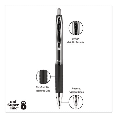 uni-ball® wholesale. UNIBALL Signo 207 Retractable Gel Pen, 0.7 Mm, Black Ink, Smoke-black Barrel, Dozen. HSD Wholesale: Janitorial Supplies, Breakroom Supplies, Office Supplies.