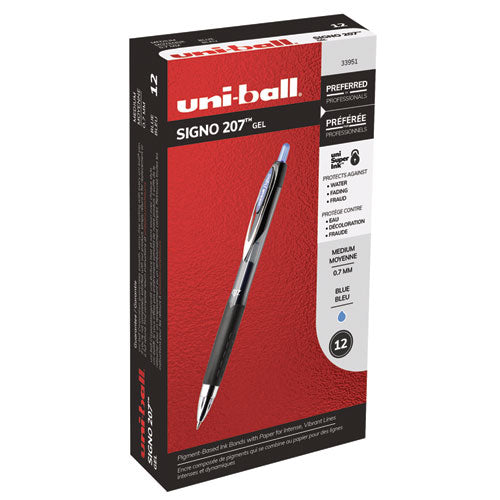 uni-ball® wholesale. UNIBALL Signo 207 Retractable Gel Pen, 0.7 Mm, Blue Ink, Smoke-black-blue Barrel, Dozen. HSD Wholesale: Janitorial Supplies, Breakroom Supplies, Office Supplies.