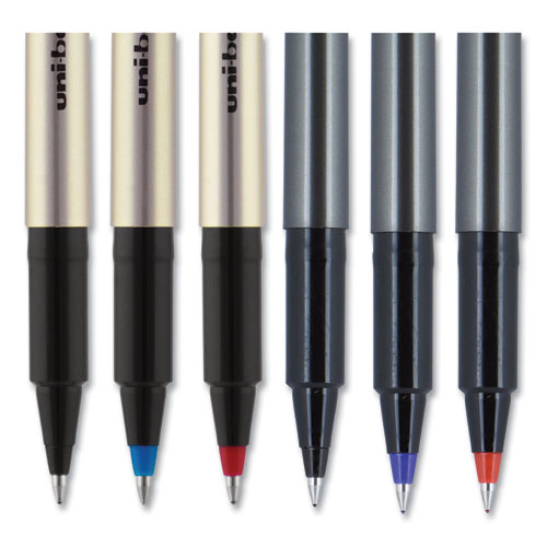 uni-ball® wholesale. UNIBALL Deluxe Stick Roller Ball Pen, Micro 0.5 Mm, Black Ink, Metallic Gray Barrel, Dozen. HSD Wholesale: Janitorial Supplies, Breakroom Supplies, Office Supplies.