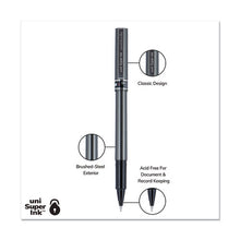 Load image into Gallery viewer, uni-ball® wholesale. UNIBALL Deluxe Stick Roller Ball Pen, Micro 0.5 Mm, Black Ink, Metallic Gray Barrel, Dozen. HSD Wholesale: Janitorial Supplies, Breakroom Supplies, Office Supplies.