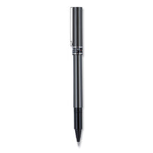 Load image into Gallery viewer, uni-ball® wholesale. UNIBALL Deluxe Stick Roller Ball Pen, Micro 0.5 Mm, Black Ink, Metallic Gray Barrel, Dozen. HSD Wholesale: Janitorial Supplies, Breakroom Supplies, Office Supplies.