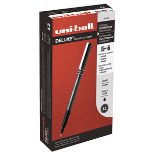 uni-ball® wholesale. UNIBALL Deluxe Stick Roller Ball Pen, Micro 0.5 Mm, Black Ink, Metallic Gray Barrel, Dozen. HSD Wholesale: Janitorial Supplies, Breakroom Supplies, Office Supplies.