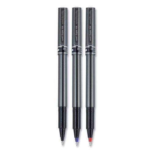 uni-ball® wholesale. UNIBALL Deluxe Stick Roller Ball Pen, Micro 0.5 Mm, Blue Ink, Metallic Gray Barrel, Dozen. HSD Wholesale: Janitorial Supplies, Breakroom Supplies, Office Supplies.