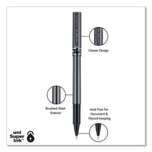 Load image into Gallery viewer, uni-ball® wholesale. UNIBALL Deluxe Stick Roller Ball Pen, Micro 0.5 Mm, Blue Ink, Metallic Gray Barrel, Dozen. HSD Wholesale: Janitorial Supplies, Breakroom Supplies, Office Supplies.