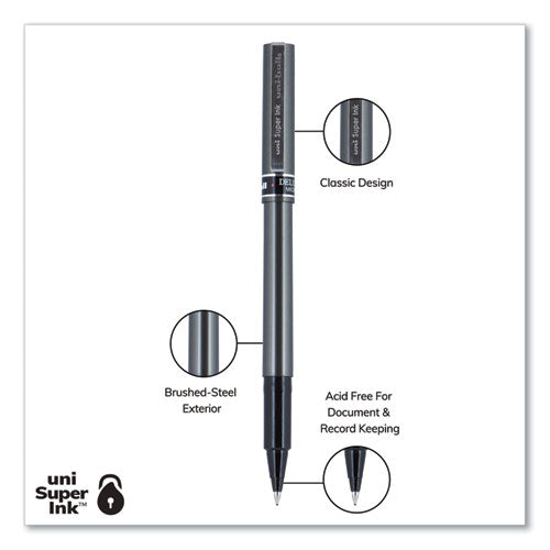 uni-ball® wholesale. UNIBALL Deluxe Stick Roller Ball Pen, Micro 0.5 Mm, Blue Ink, Metallic Gray Barrel, Dozen. HSD Wholesale: Janitorial Supplies, Breakroom Supplies, Office Supplies.