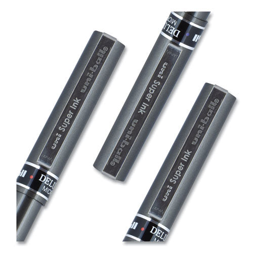 uni-ball® wholesale. UNIBALL Deluxe Stick Roller Ball Pen, Micro 0.5 Mm, Blue Ink, Metallic Gray Barrel, Dozen. HSD Wholesale: Janitorial Supplies, Breakroom Supplies, Office Supplies.