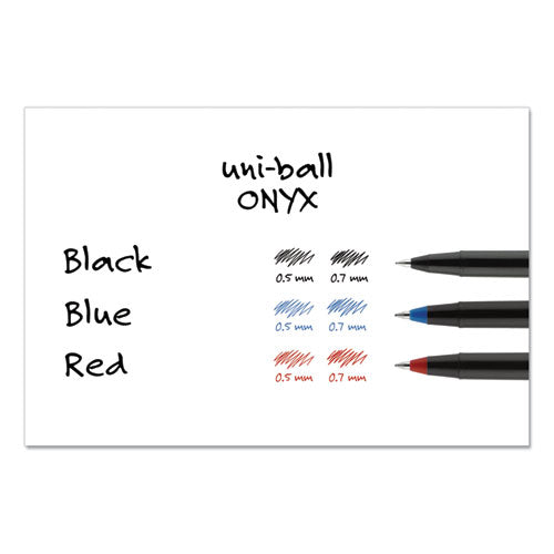 uni-ball® wholesale. UNIBALL Onyx Stick Roller Ball Pen, Micro 0.5 Mm, Blue Ink, Black Matte Barrel, Dozen. HSD Wholesale: Janitorial Supplies, Breakroom Supplies, Office Supplies.