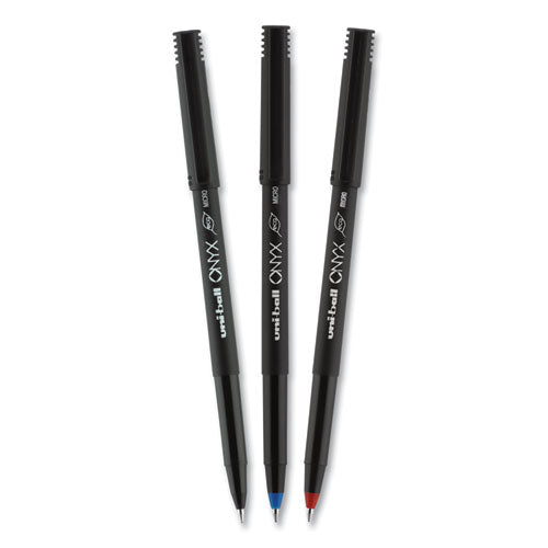 uni-ball® wholesale. UNIBALL Onyx Stick Roller Ball Pen, Micro 0.5 Mm, Blue Ink, Black Matte Barrel, Dozen. HSD Wholesale: Janitorial Supplies, Breakroom Supplies, Office Supplies.