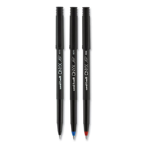 uni-ball® wholesale. UNIBALL Onyx Stick Roller Ball Pen, Micro 0.5 Mm, Blue Ink, Black Matte Barrel, Dozen. HSD Wholesale: Janitorial Supplies, Breakroom Supplies, Office Supplies.